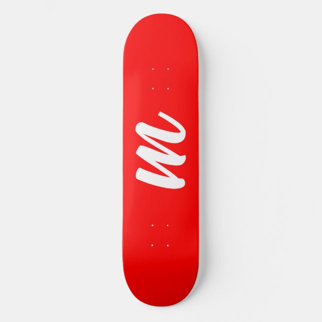 Skateboard LETTRE INITIALE CalliGRAPHIQUE BLANCHE ROUGE (Recto)