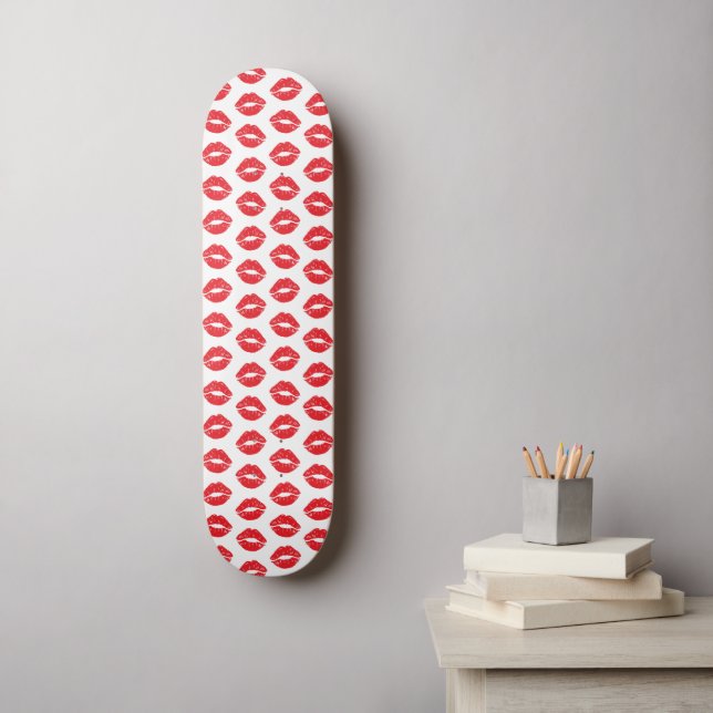 Skateboard Lèvres Rouges, Rouge À Lèvres, Baiser, Motif Des L (Art mural)