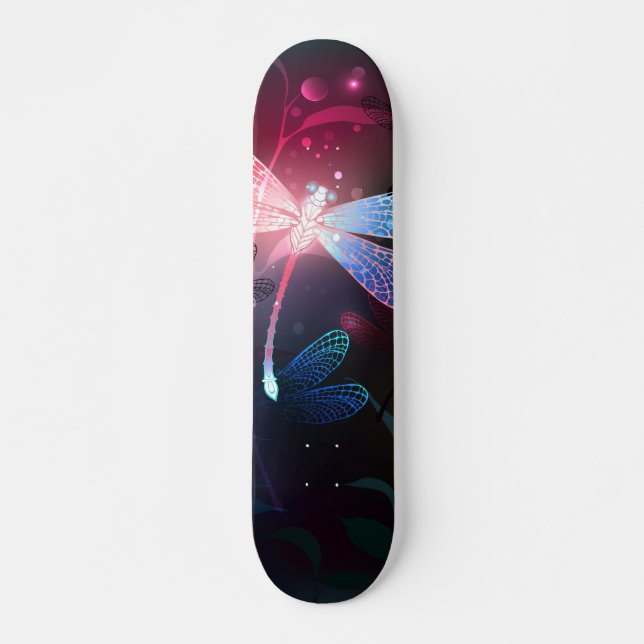 Skateboard libellule rouge brillante (Devant)