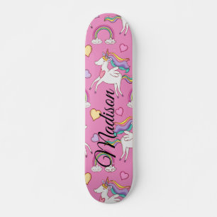 Skateboard licorne arc-en-ciel 