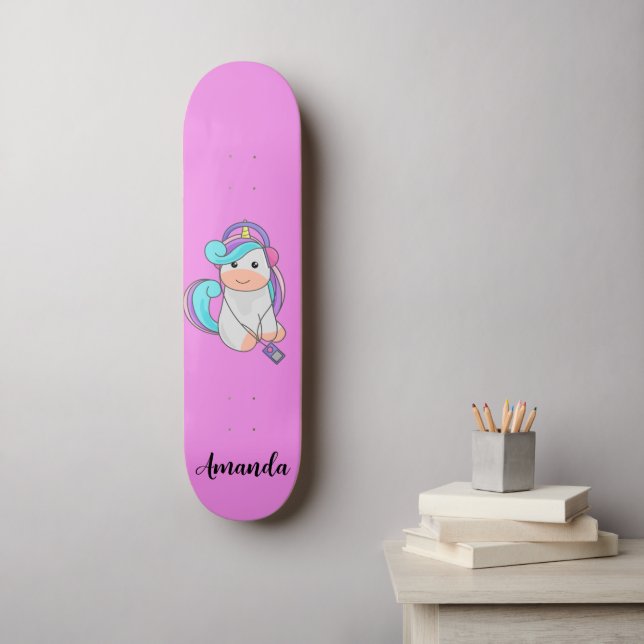 Skateboard licorne rose (Art mural)