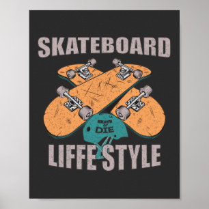 skateboard lifestyle vintage skating lovers gift poster
