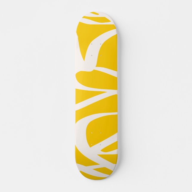 Skateboard Ligne Abstraite jaune (Devant)