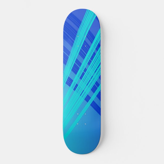 Skateboard Lignes Abstraites bleues et Turquoises (Recto)