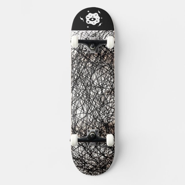 Skateboard Lignes blanches noires (Recto)