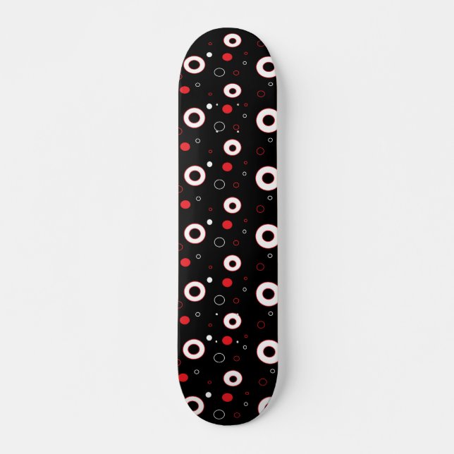 Skateboard Lignes blanches rouges noires et points polka Abst (Devant)