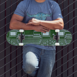 Skateboard Lignes de carte de circuit cool Green White Comput