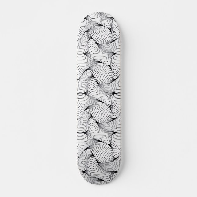 Skateboard Lignes entrelacées noir et blanc uniques (Devant)