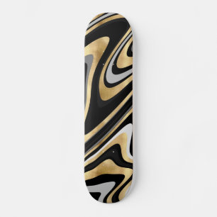 Skateboard Lignes Wavy Or Noir Rétro Design moderne