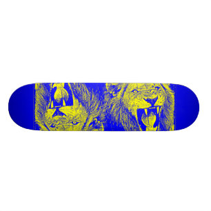 Skateboard lion de bleu