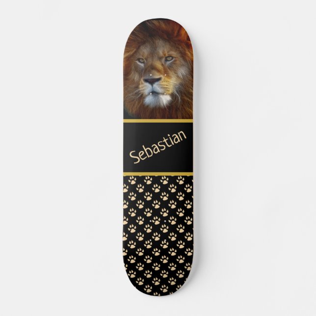 Skateboard Lion et Empreintes de pattes (Recto)