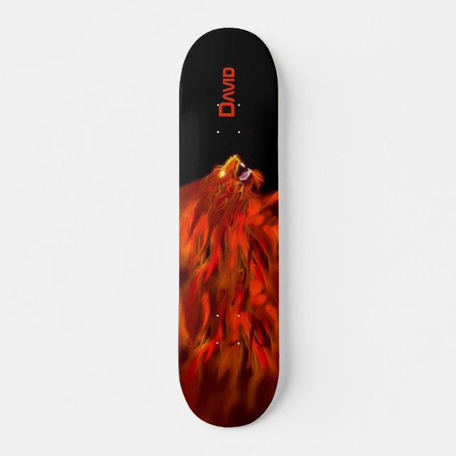 Skateboard Lion Fire Flames Custom Skboard (Devant)