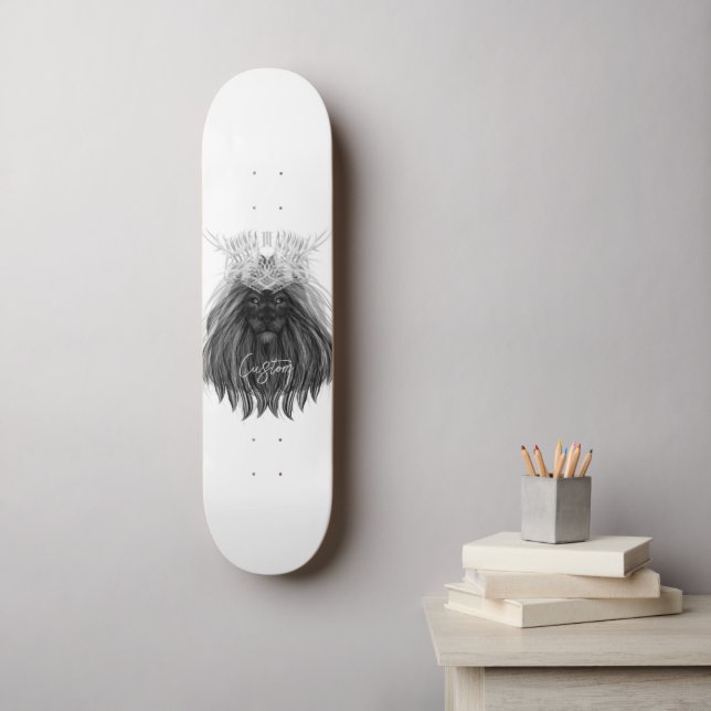 Skateboard Lion noir avec couronne Antlers et monogramme (Art mural)