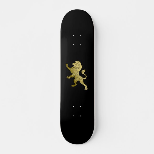Skateboard Lion royal d'or noir  (Devant)