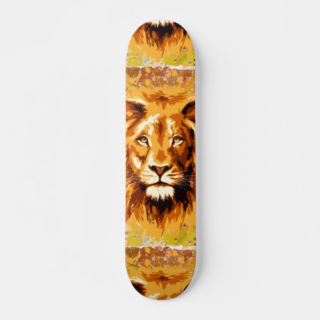 Skateboard Lion Safari | Patinage en Lion coloré (Devant)