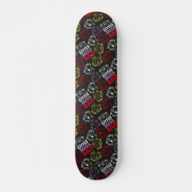 Skateboard Little Miss Bad | Motif noir, rouge et jaune (Devant)