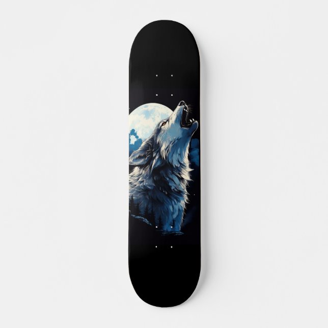 Skateboard Lobo howling under moonlight (Front)