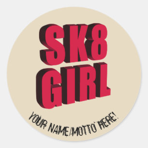 Skateboard Logo Classic Round Sticker