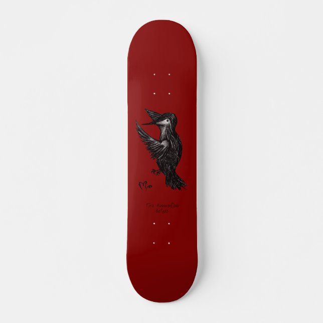 Skateboard Logo de colibri rouge (Devant)