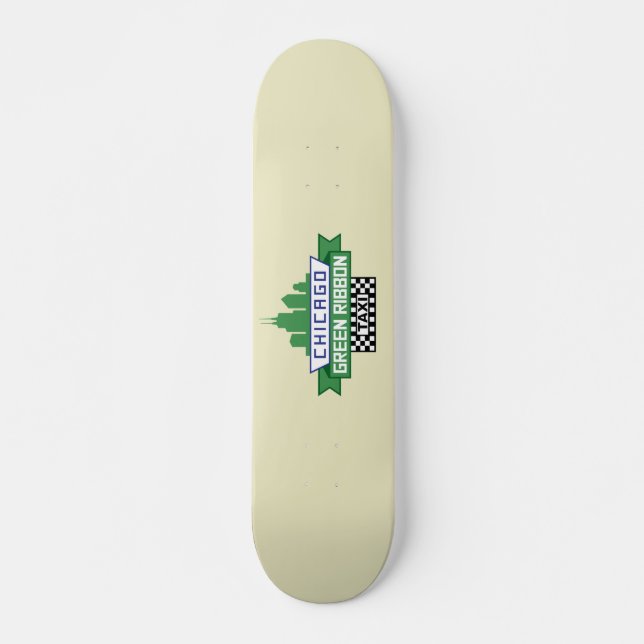 Skateboard Logo de taxi au ruban vert de Chicago - Art du ven (Devant)