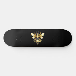 Skateboard Logo Faux Gold Foil Bee Polygonal sur Noir