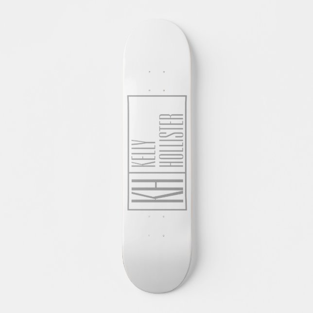 Skateboard Logo Moderne Grey Initiales & Nom (Devant)