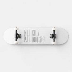 Skateboard Logo Stylish Minimal & Modern Grey Initiales & Nom
