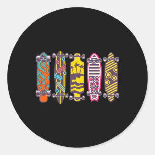 Skateboard Longboard Boards Style Types Kinds Diff Classic Round Sticker