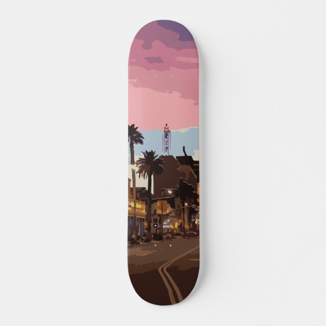 Skateboard Los Angeles at Night violet club (Devant)