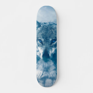 Skateboard Loup à tête bleue
