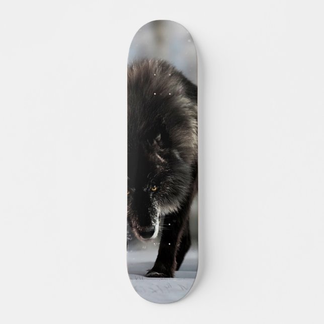 Skateboard Loup noir en colère (Devant)