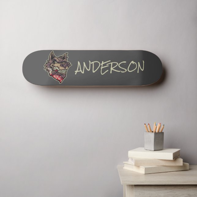 Skateboard Loup personnalisé (Art mural (Horz))