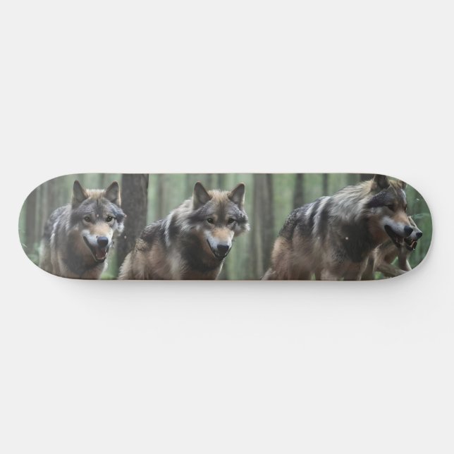 Skateboard Loups Dans Le Patinage Forestier (Horz)