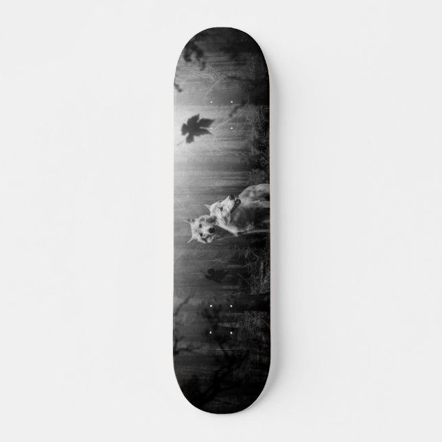 Skateboard Loups merveilleux Noir et Blanc Leaf nous seul (Devant)