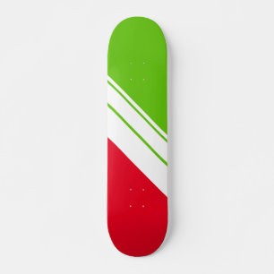 Skateboard Lumineuse Rouge Lime Vert Pente Blanc Stripes De C