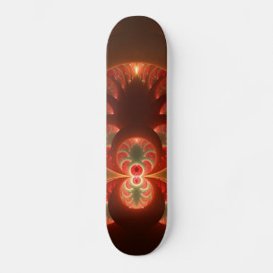 Skateboard Lumineux abstrait moderne orange rouge Fractale