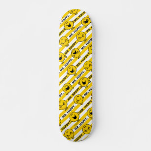 Skateboard M. Happy   Motif de rayures jaunes