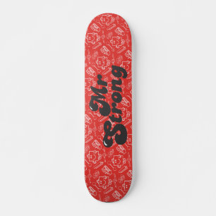Skateboard M. Strong   Motif rouge, jaune et blanc