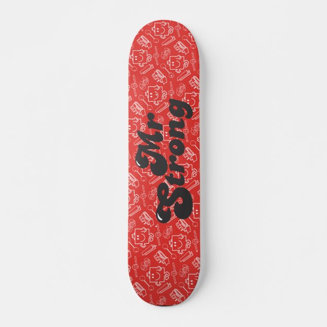 Skateboard M. Strong | Motif rouge, jaune et blanc (Devant)