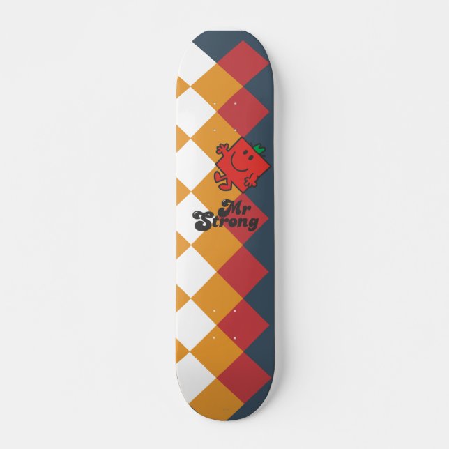Skateboard M. Strong | Motif rouge, jaune et blanc (Devant)