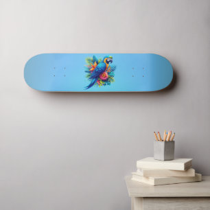 Skateboard Macaw tropicale bleue et colorée