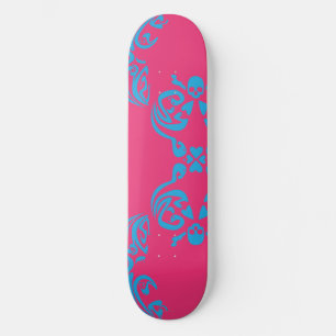 Skateboard Magenta-Aqua de damassé