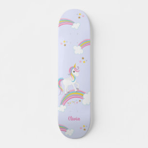 Skateboard Magique Arc-en-ciel Unicorne violet Personnalisé