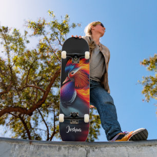 Skateboard Magnifique Canard Mandarin Chaud Flamboyant à Feu