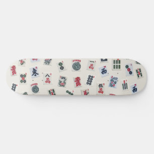 Skateboard MahJong tuiles photo sur badge arrière - plan 