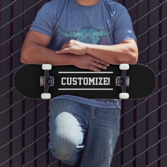 Skateboard Make Your Own Custom Text Black and White (Extérieur 3)