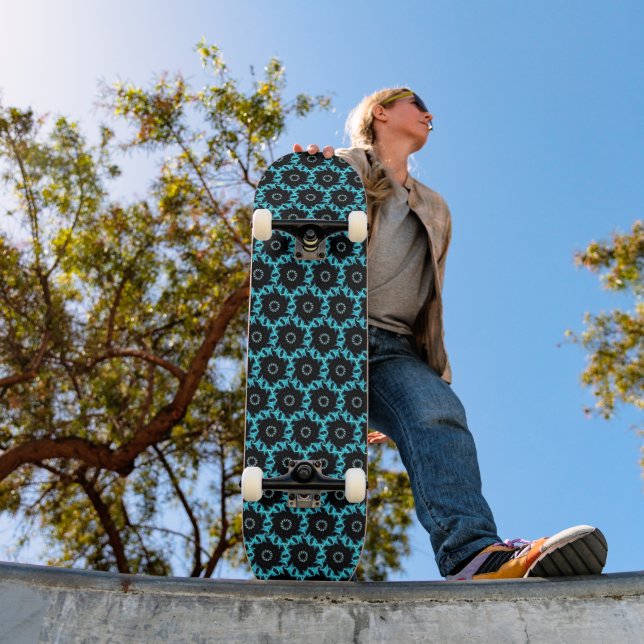 Skateboard Mandala bleu électrique (Extérieur 1)