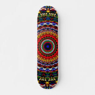 Skateboard Mandala en Verre Coloré