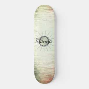 Skateboard Mandala vintage sur verre poli à la minty