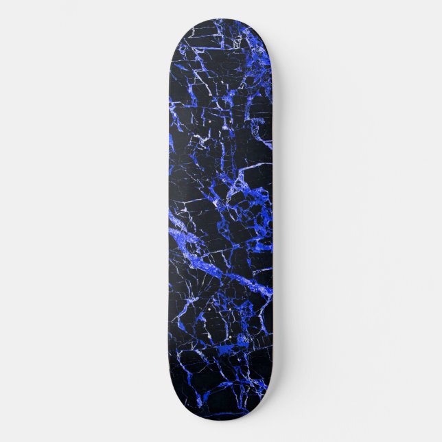 Skateboard Marbre bleu et noir, (Recto)